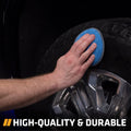 Microfiber Car and Tire Wax Applicator Pads and Cleaning Pads - Blue/Grey, 5 In. Diameter, 6 Pack