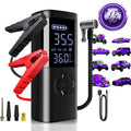 4-In-1 Car Jump Starter with Air Compressor, Tire Inflator, Portable Power Bank, Battery Booster Pack, LED Emergency SOS Light – All-In-One Roadside Kit for Dead Battery & Flat Tire