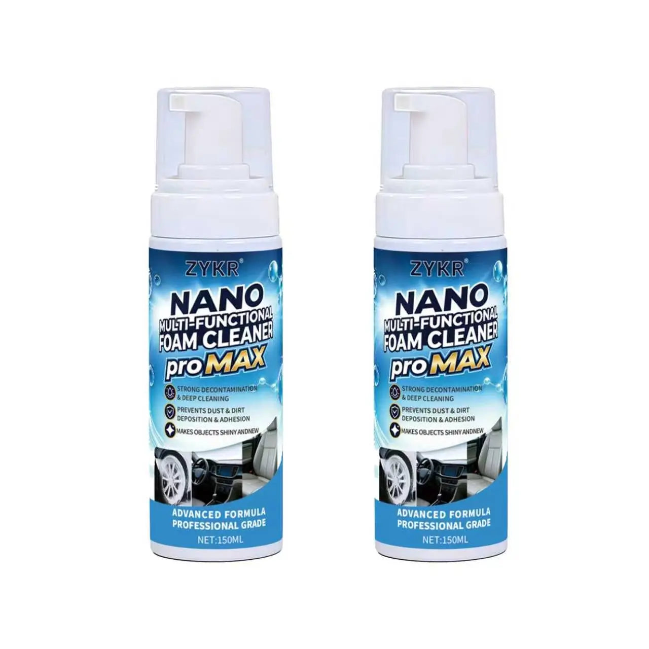 ZYKR Nano Multi-Functional Foam Cleaner Pro MAX - a Powerful Deep-Cleaning Product Suitable for Both Household and Vehicle Deep Cleaning. It Is Suitable for Removing Stains on Car Interiors and Sofas. Capacity: 150 Milliliters.