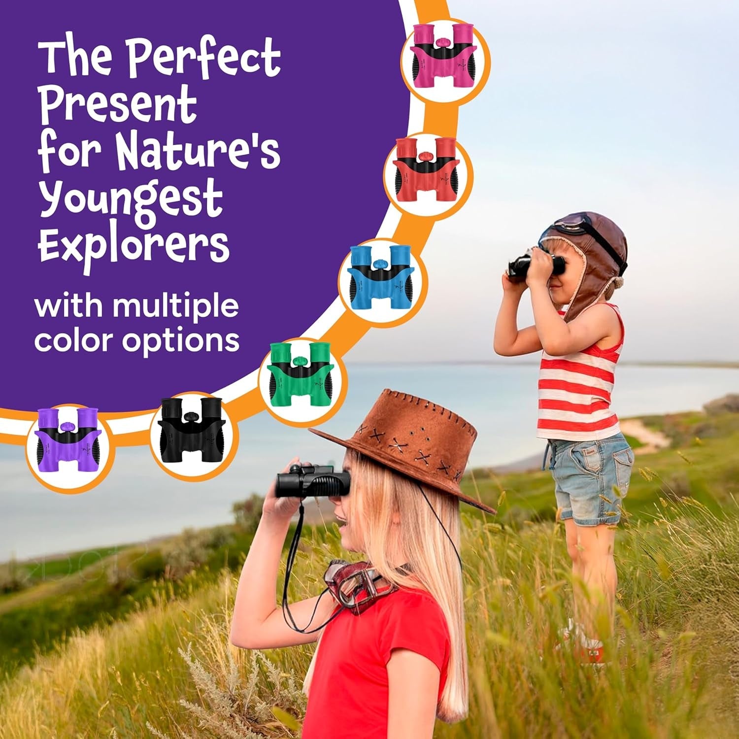Think Peak Black Binoculars Science Toy for Kids Ages 3-12 Years - Real Compact Outdoor Adventure & STEM Educational Nature Hiking Explorer for Bird Watching, Camping Children’S Birthday Gift