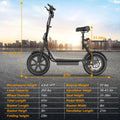 Foldable Electric Scooter with Seat and Basket, 500W Peak Motor, 48V/10.4Ah Rechargeable Battery, LED Headlight, Rear Disc Brakes, Dual Shock Absorbers, Adjustable Height, Customizable Size, 22MPH Max Speed, 28Miles Max Range