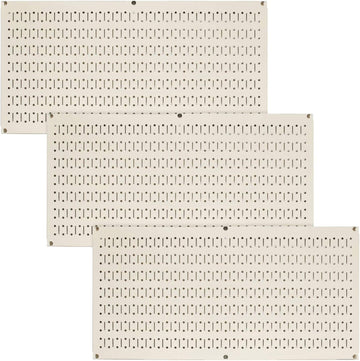 Pegboard Value Pack - (3) Pack of  16-Inch Tall X 32-Inch Wide Horizontal Metal Wallboards for Home & Garage Tool Storage Organization (Beige Pegboard)