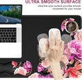 Mouse Pad Set, Desk Mat + Mouse Pad with Wrist Rest + Keyboard Wrist Rest + Coaster, Mouse and Keyboard Pad Set with Stitched Edge & Non-Slip Base, Desk Pad Mat for Work Gaming, Peony Flower
