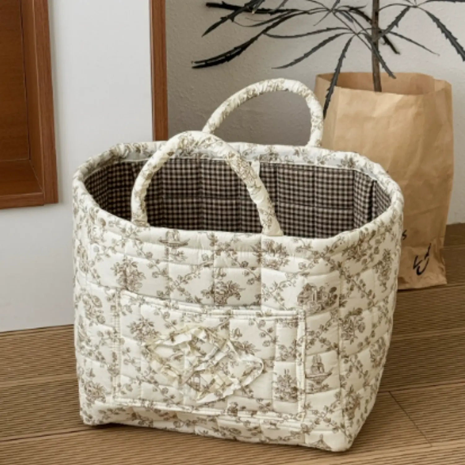 Stylish, Lightweight Storage Box with a Carry Handle and Foldable Design—Sweet, Fresh Aesthetic Suitable for Home, Picnics, Shopping, Snack Baskets, and an Essential Household Item.